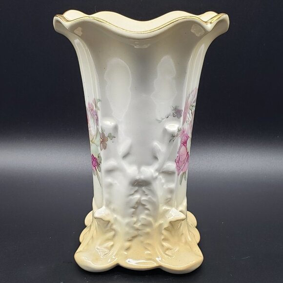 Old Foley by James Kent Yellow White Pink Rose Bouquet Ceramic Vase - Picture 6 of 13